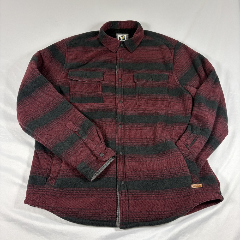 Voyager Sherpa Lined Flannel Jacket Men's Size Large Red Black Plaid Snap Front
